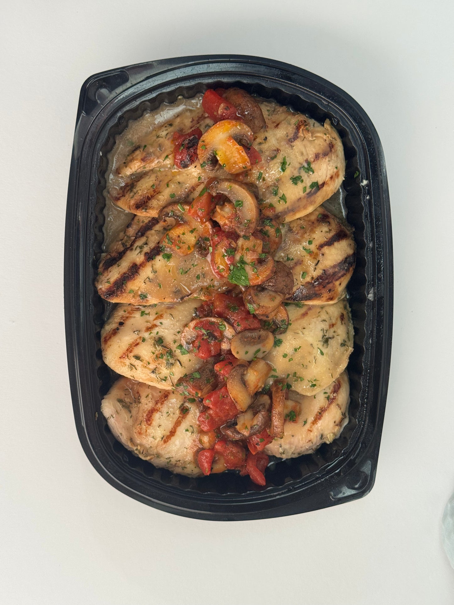 Mushroom chicken with smashed yukon potatoes and sweet corn